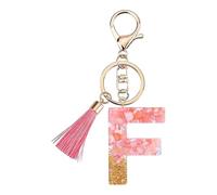 Rohans Pink and Gold Resin Alphabet Initial Letter Keychain, Bag Charm, Key Ring with Lobster Clasp