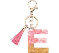 Rohans Pink and Gold Resin Alphabet Initial Letter Keychain, Bag Charm, Key Ring with Lobster Clasp (E)