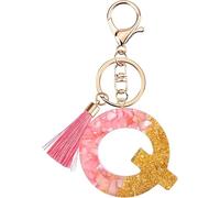 Rohans Pink and Gold Resin Alphabet Initial Letter Keychain, Bag Charm, Key Ring with Lobster Clasp (Q)