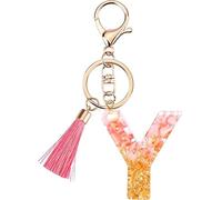 Rohans Pink and Gold Resin Alphabet Initial Letter Keychain, Bag Charm, Key Ring with Lobster Clasp (Y)