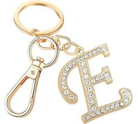 Rohans Womens Gold Plated Alloy Car Key Ring with Crystal Rhinestone Alphabet Initial Letter Keychain (E)