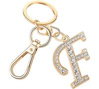 Rohans Womens Gold Plated Alloy Car Key Ring with Crystal Rhinestone Alphabet Initial Letter Keychain (F)