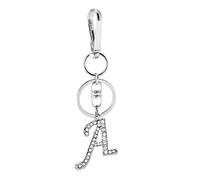 Rohans Womens Silver Plated Alloy Car Key Ring with Crystal Rhinestone Alphabet Initial Letter Keychain (A)