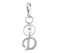 Rohans Womens Silver Plated Alloy Car Key Ring with Crystal Rhinestone Alphabet Initial Letter Keychain (D)