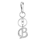 Rohans Womens Silver Plated Alloy Car Key Ring with Crystal Rhinestone Alphabet Initial Letter Keychain (B)