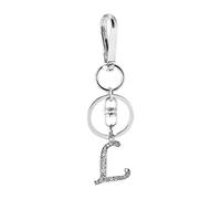 Rohans Womens Silver Plated Alloy Car Key Ring with Crystal Rhinestone Alphabet Initial Letter Keychain (L)
