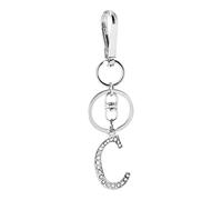 Rohans Womens Silver Plated Alloy Car Key Ring with Crystal Rhinestone Alphabet Initial Letter Keychain (C)