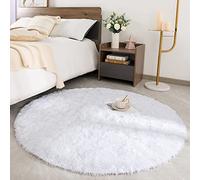 Rohatim Deep-Pile Rug Living Room Super Soft Shaggy Rug Fluffy Soft Area Rug Bedroom Rugs Super Soft Fluffy Children's Mat, White, 150 x 150 cm