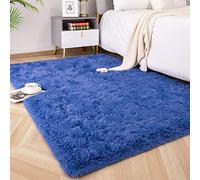 ROHATIM Deep-Pile Rug Living Room Super Soft Shaggy Rug Fluffy Soft Area Rug Bedroom Rugs Super Soft Fluffy Children's Mat, Blue, 80 x 150 cm