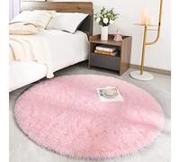 Rohatim Deep-Pile Rug, Living Room, Super Soft, Shaggy Rug, Fluffy, Soft Area Rug, Bedroom Rugs, Super Soft, Fluffy Children's Mat, Pink, 100 x 100 cm