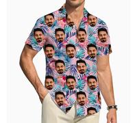 ROHBVMN Custom Shit Shirt Men Women,Add Your Logo Picture Text,Personalised Hawaiian Shirts,Design Your Own Face Photos Picture, Funky Shirts Beach Couple T-Shirts Gifts