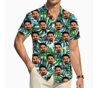 ROHBVMN Custom Shit Shirt Men Women,Add Your Logo Picture Text,Personalised Hawaiian Shirts,Design Your Own Face Photos Picture, Funky Shirts Beach Couple T-Shirts Gifts