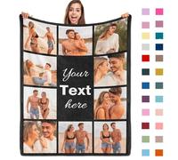 ROHBVMN Personalised Blanket With Photos and Text - Custom Picture Blanket for Adults - Customizable Gift for Girlfriend, Boyfriend, Wife, Husband