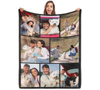ROHBVMN Personalised Blanket With Photos and Text - Custom Picture Blanket for Adults - Customizable Gift for Girlfriend, Boyfriend, Wife, Husband