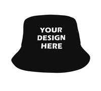 ROHBVMN Personalised Bucket hat Custom Cap Add Photos/Logo/Text Sun hat to Design Your Personalized Wide Brim hat for Men & Women Adjustable Foldable Cotton Sun Beach Cap Black