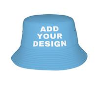 ROHBVMN Personalised Bucket hat Custom Cap Adjustable Heat Transfer Sun hat Unique Text Men & Women Wide Brim hat Customized Foldable Cotton Sun Beach Cap Gifts Baby Blue