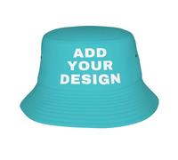 ROHBVMN Personalised Bucket hat Custom Cap Adjustable Heat Transfer Sun hat Unique Text Men & Women Wide Brim hat Customized Foldable Cotton Sun Beach Cap Gifts Blue