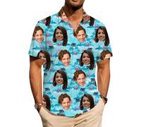ROHBVMN Personalised Hawaiian Shirt, Custom shiteshirts w/Photo Tropical Beach Shirts Hawaiian Shirts with Faces,Tropical Summer Beach Casual Short,Sleeve Shirt for Men,Funny Parties Gift