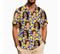 ROHBVMN Personalised Hawaiian Shirt, Custom shiteshirts w/Photo Tropical Beach Shirts Hawaiian Shirts with Faces,Tropical Summer Beach Casual Short,Sleeve Shirt for Men,Funny Parties Gift