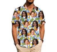 ROHBVMN Personalised Hawaiian Shirt, Custom shiteshirts w/Photo Tropical Beach Shirts Hawaiian Shirts with Faces,Tropical Summer Beach Casual Short,Sleeve Shirt for Men,Funny Parties Gift