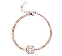 ROHCGHC Bracelet, Chinese Vintage Double Chain Bracelet With Mosaic Shell Ladies Silver Jewellery Gifts For Sisters Friend Couples