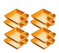 ROHCGHC Dinner Plate, Divided Dinner Plates,The Diet Control Plate, 7.2inch Square for Dessert, Salad, Sushi, Fruits, Veggie, Snacks(8SET Organ)