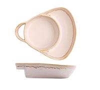 ROHCGHC Dinner Plate, Divided Dinner Plates,The Diet Control Plate, 8 inch Ceramic, Vintage Dining with Handle 2 Section Compartment(Apricot)