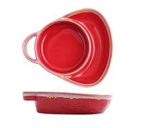 ROHCGHC Dinner Plate, Divided Dinner Plates,The Diet Control Plate, 8 inch Ceramic, Vintage Dining with Handle 2 Section Compartment(Red Wine)