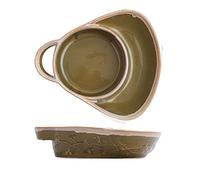 ROHCGHC Dinner Plate, Divided Dinner Plates,The Diet Control Plate, 8 inch Ceramic, Vintage Dining with Handle 2 Section Compartment(Green)