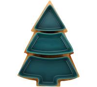 ROHCGHC Dinner Plate, Divided Dinner Plates,The Diet Control Plate, Christmas Party Serving Trays Tree Shaped Snack Appetizer Tray Cheeses(Green)