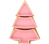 ROHCGHC Dinner Plate, Divided Dinner Plates,The Diet Control Plate, Christmas Party Serving Trays Tree Shaped Snack Appetizer Tray Cheeses(Pink)