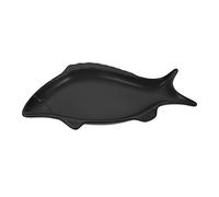 ROHCGHC Dinner Plate, Divided Dinner Plates,The Diet Control Plate, Cutlery Tray Fish Shaped Dish Snack Storage Platter Appetizer(Black)