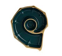 ROHCGHC Dinner Plate, Divided Dinner Plates,The Diet Control Plate, Dumpling with Saucer: Sushi Ocean Conch Shaped Food Serving Dish with Sauce Holder(Green)