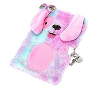 ROHCGHC Notebook, Notebook 1Pcs Pretty Cute Cartoon Dogs Plush Note Book With Lock Creative Personal Secret Notepad Kids Gift Lovely Pink Girl Diary