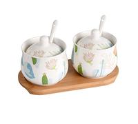 ROHCGHC Seasoning Pot, Ceramic Porcelain Sugar Pot with Spoon, Small Salt Pot, Storage Jar, for Coffee Bar, Restaurant-