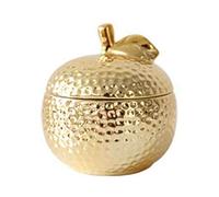 ROHCGHC Seasoning Pot, Gold Sugar Pot Home Decor Fruit Shaped Salt Bowl Seasoning Box Spice Jars, Ceramic Spice Box with Spoon-pear-0.3 Can