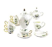 ROHCGHC Teacups and saucers, 15 Pieces Afternoon Tea Set Porcelain Tea Set for Adults Coffee Cups Set Vintage High Grade Bone China Cups Birthday Gift