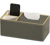 ROHCGHC Tissue boxes, Leather Tissue Box Cover 1-2 Compartments Multicolor(Gray Two Grids)