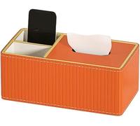 ROHCGHC Tissue boxes, Leather Tissue Box Cover 1-2 Compartments Multicolor(Orange Two Grids)