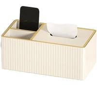 ROHCGHC Tissue boxes, Leather Tissue Box Cover 1-2 Compartments Multicolor(White Two Grids)