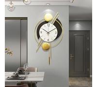 ROHCGHC Wall clock, Large Wall Clock Without Ticking Noises Modern Distinctive Made of Metal with Golden Pendulum Black