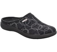 Rohde Bari 6544 Women's Felt Slippers Embroidered Removable Sole, black, 5 UK
