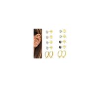 Roheafer 20G Gold Flat Back Earrings for Women Hypoallergenic Surgical Steel Earrings Trendy Cartilage Earring Stacks Small Stainless Steel Earring Sets for Multiple Piercing