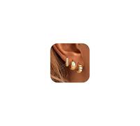 Roheafer 3Pairs Small Gold Hoop Earrings for Women Hypoallergenic 14K Gold Plated Twisted Huggie Hoop Earring Trendy Thick Open Chunky Hoop Earring Stacks for Multiple Piercing(Chunky)