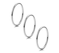 Roheafer 3Pcs 1mm Thin 14K Gold Filled Rings for Women Non Tarnish | Stacking Ring Stainless Steel Stackable Plain Knuckle Thumb Pinky Statement Band Midi Rings Comfort Fit Size 3 to 10