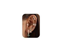 Roheafer 6 Pairs 14K Gold Plated Earrings for Women Hypoallergenic Surgical Steel Flat Back Earring Small Stud Hoop Cartilage Earring Stacks Helix Conch Tragus Piercing(S-Green CZ)
