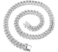 Roheafer Cuban Links Chain for Men 13MM Iced Out Miami Cuban Link Necklace Gold Silver Plated Necklaces Chain Diamond Chain Bling Bling Hip Hop Jewelry Gift for Boys