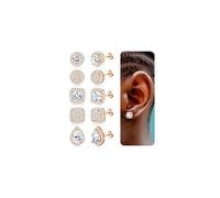 Roheafer Cubic Zirconia Stud Earrings For Women Men 18K White Gold Hypoallergenic 925 Sterling Silver Post Earring Large Round Square Simulated Diamond Stud Earrings RG