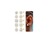 Roheafer Cubic Zirconia Stud Earrings for Women Men Diamond Halo Studs Gold