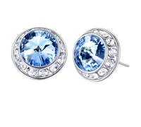 Roheafer Rhinestone Dance Competition Earrings Halo Earrings Women(L Blue)